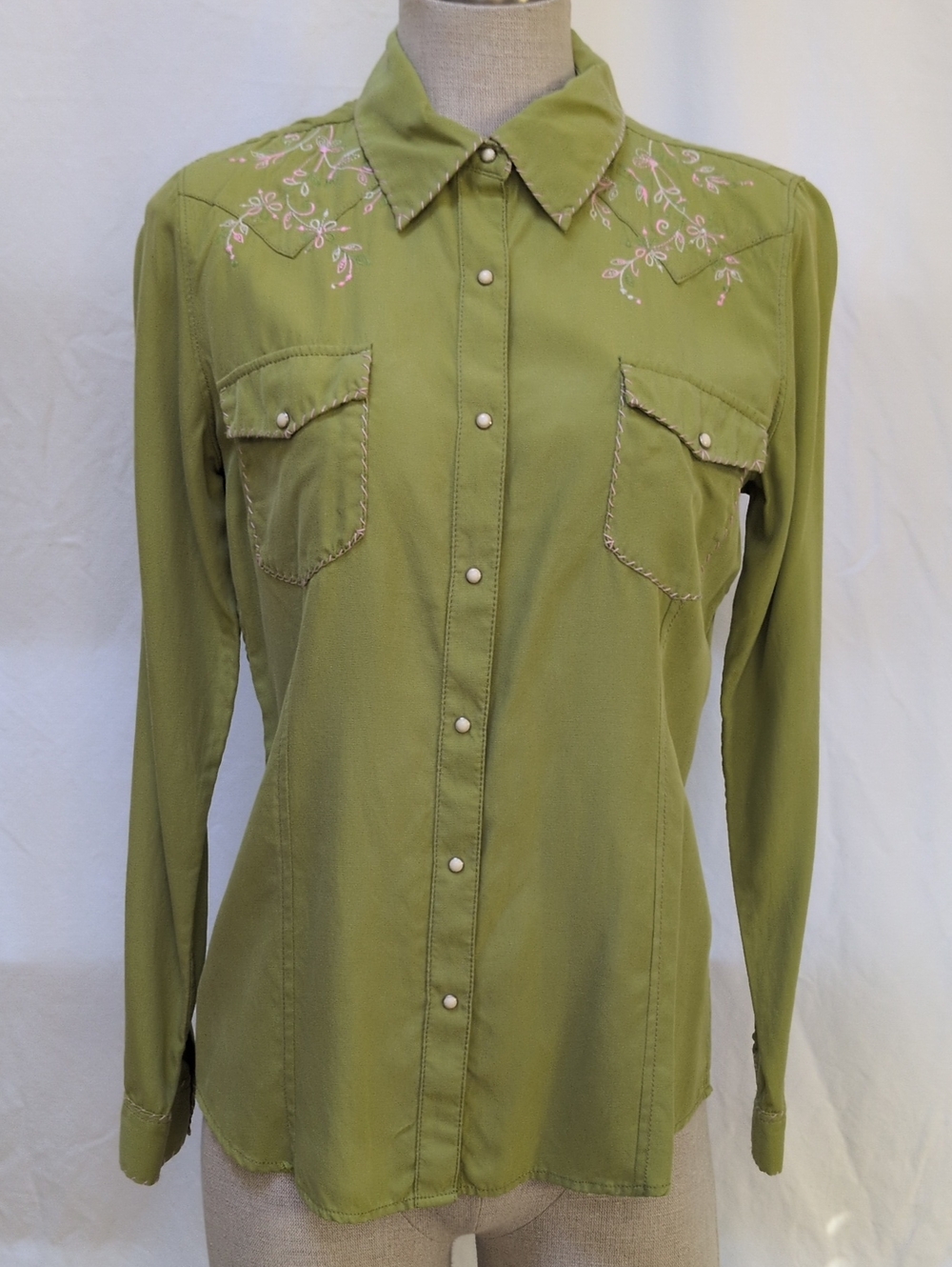 Ryan Michael Silk & Cotton Embroidered Western Wear Shirt